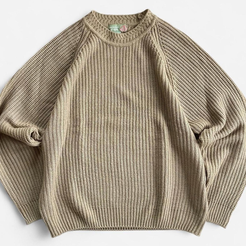 Vintage American Weekend Tan Acrylic Knit Pullover Sweater XL